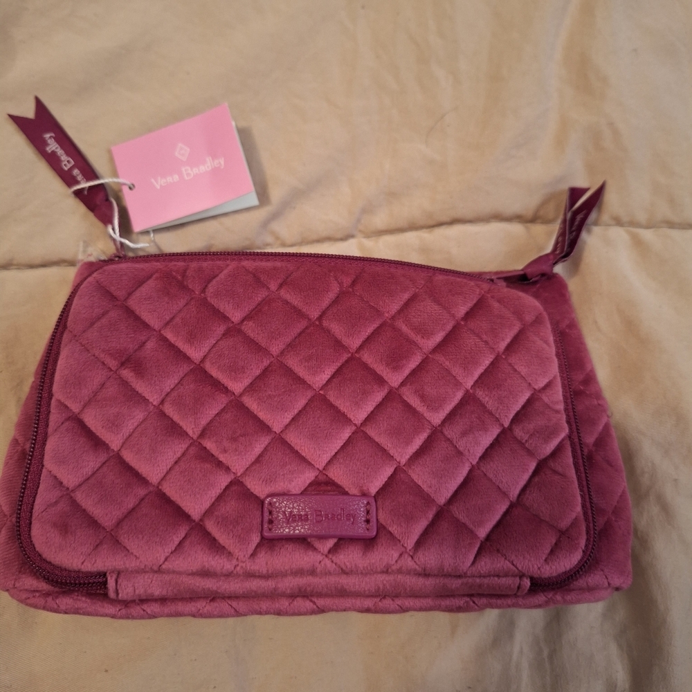 Vera Bradley Quilted Compact Organizer Makeup Bag. Cancer Awareness Item.